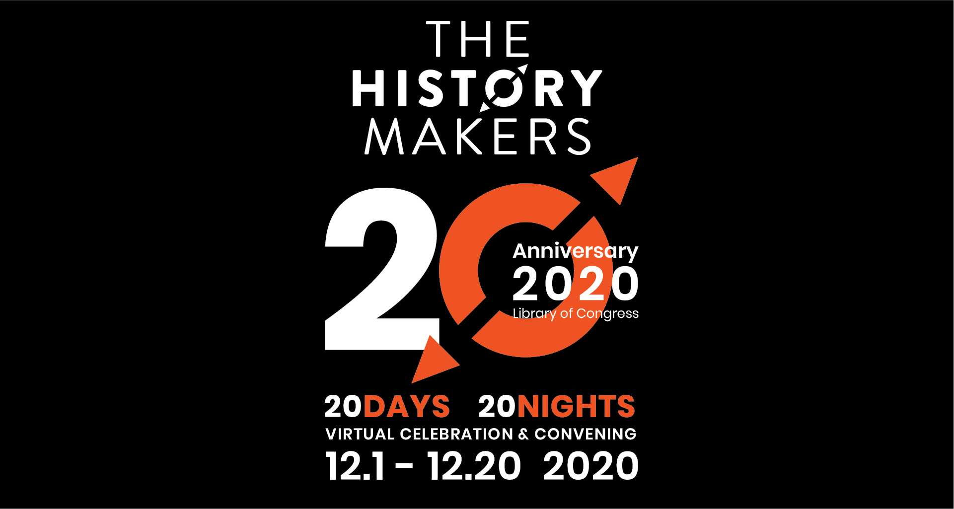 Event banner for HistoryMakers 20 days and 20 nights of virtual events