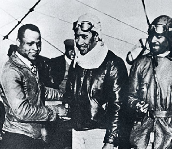 black and white image of African American airmen