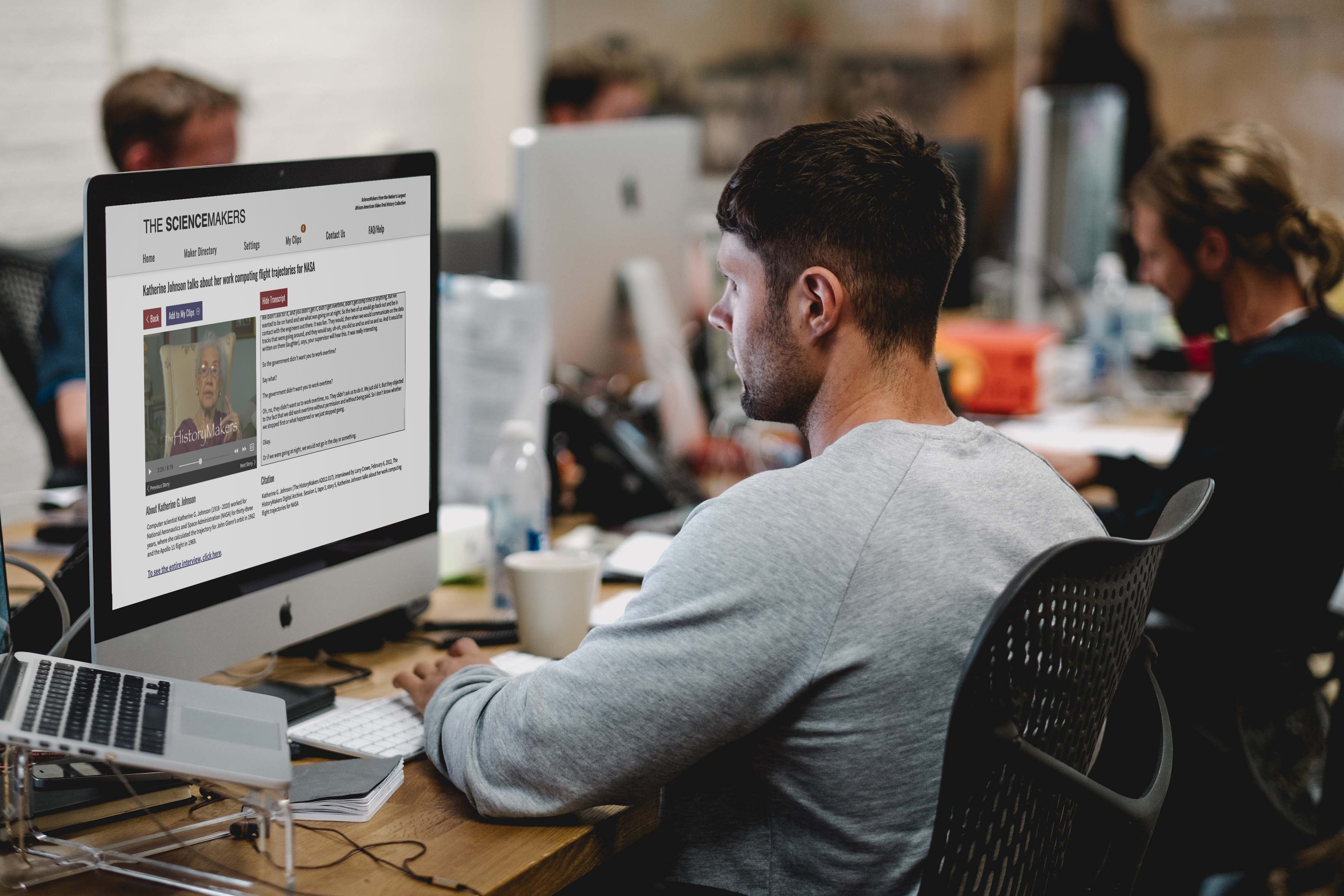 Person looking at the HistoryMakers Digital Archives on their computer screen